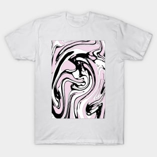 Black, White and Pink Graphic Paint Swirl T-Shirt